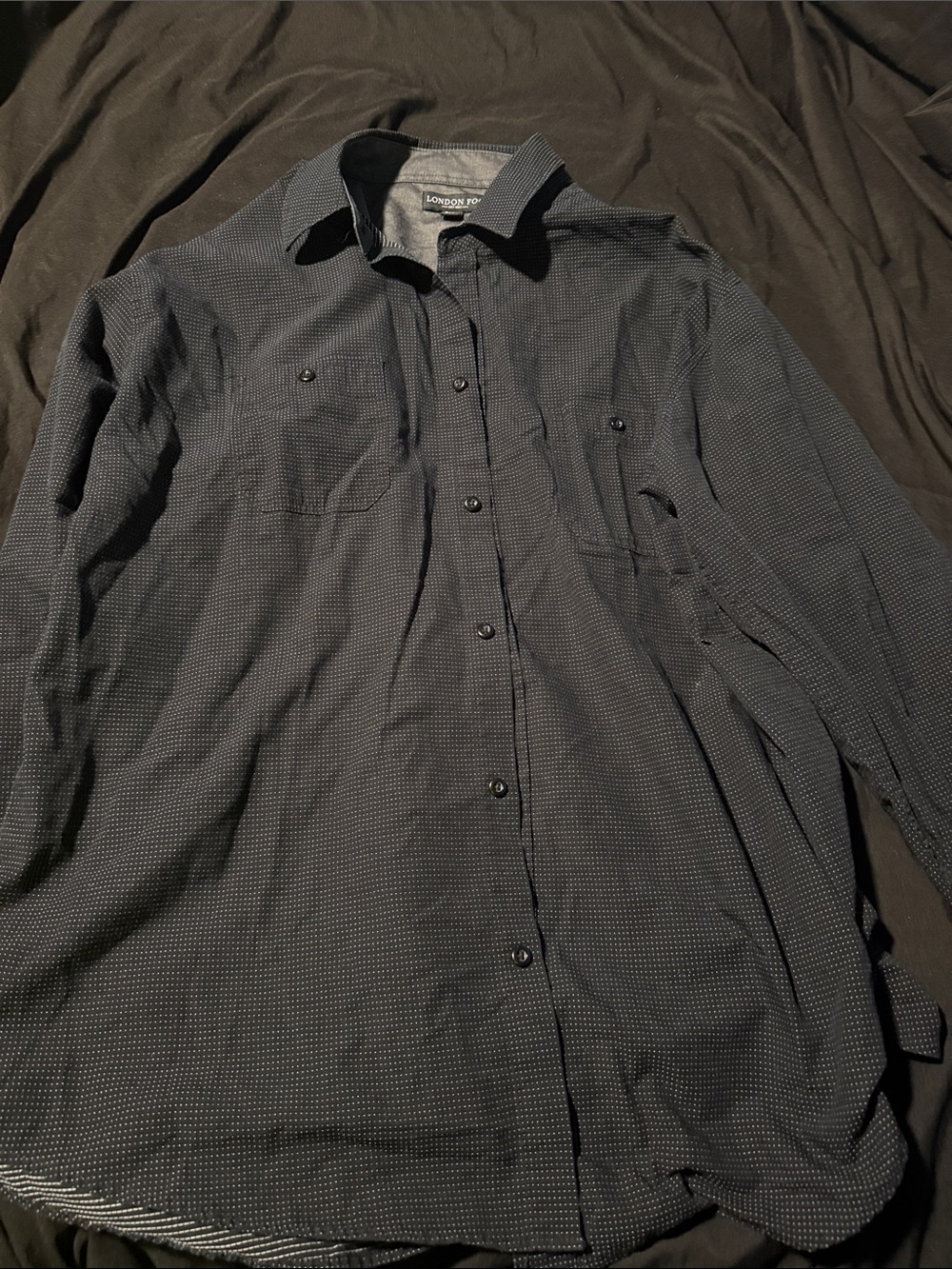 London Fog Men's Dark Charcoal Microdot Button-Down Shirt